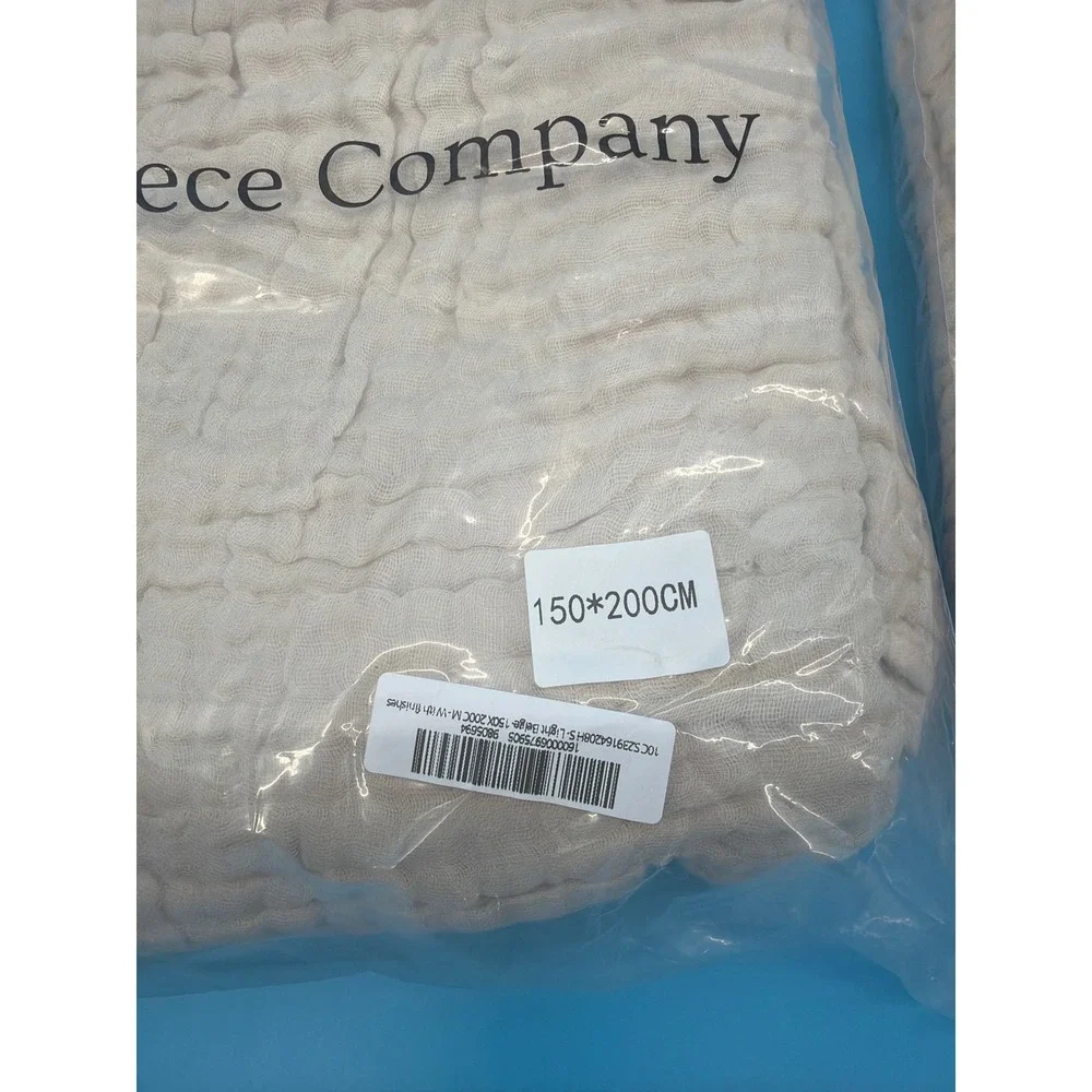 The Fleece Company Muslin Blanket 100% Cotton Large Throw Light Beige 150x200cm